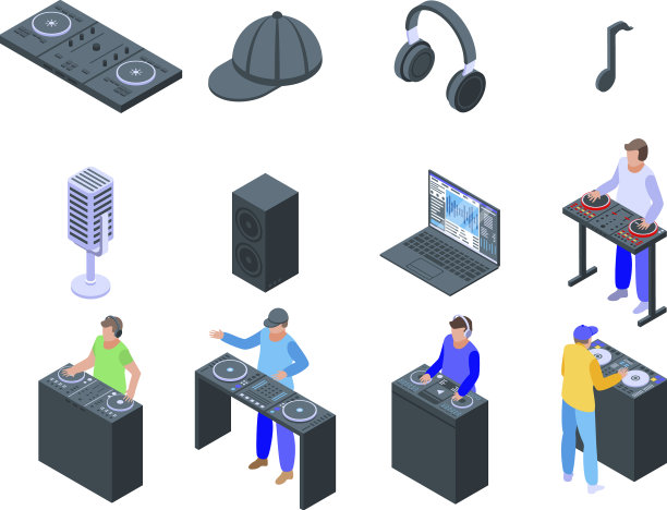 DJ图标设置等距风格图片下载