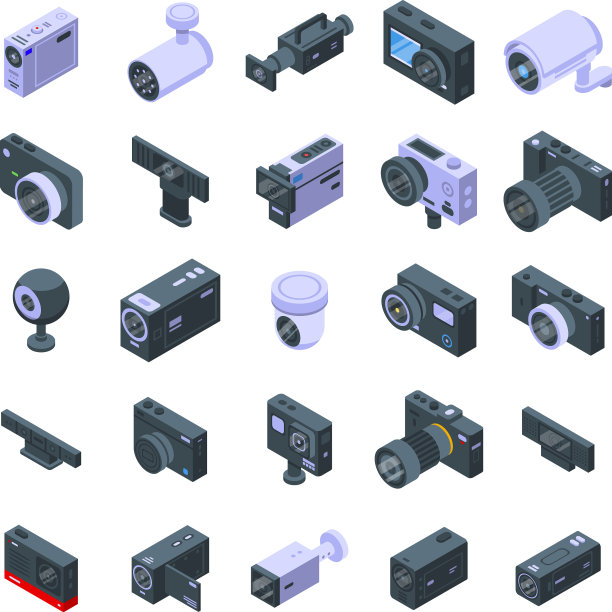 摄像机图标设置等距风格图片下载