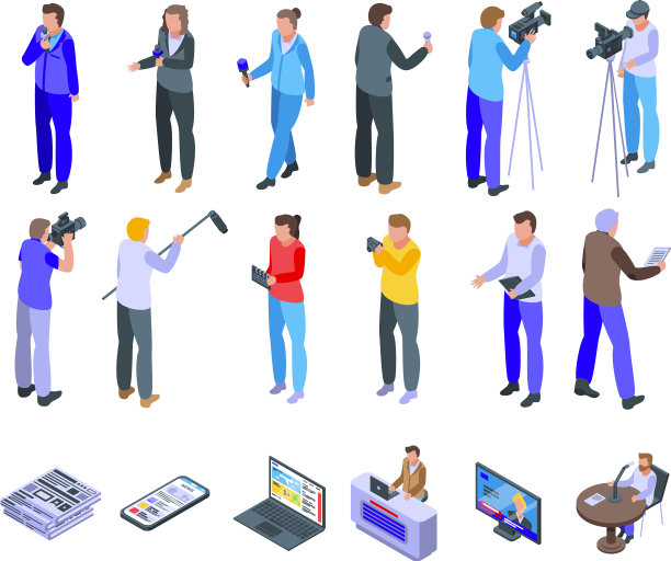 报告文学图标设置等距风格图片下载