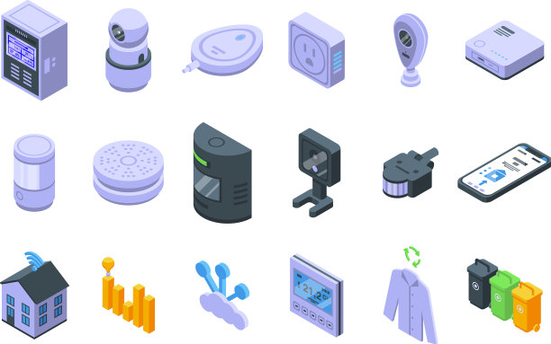 智能消费图标设置等距风格图片下载