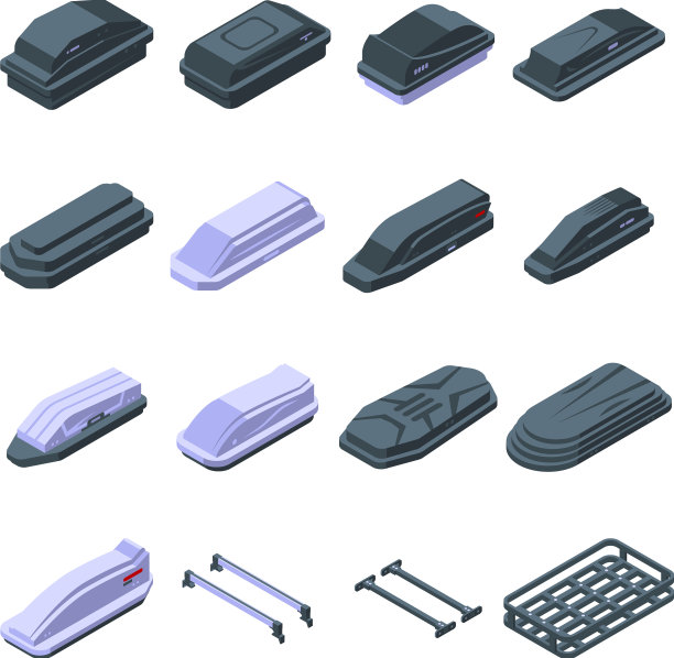 汽车车顶盒子图标设置等距风格图片下载