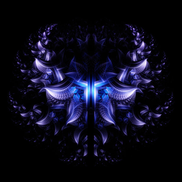 抽象的背景，平滑的蓝色线条上的黑色背景图片下载