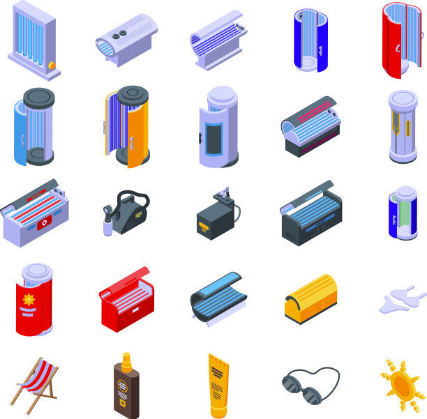 太阳图标设置等距风格图片下载