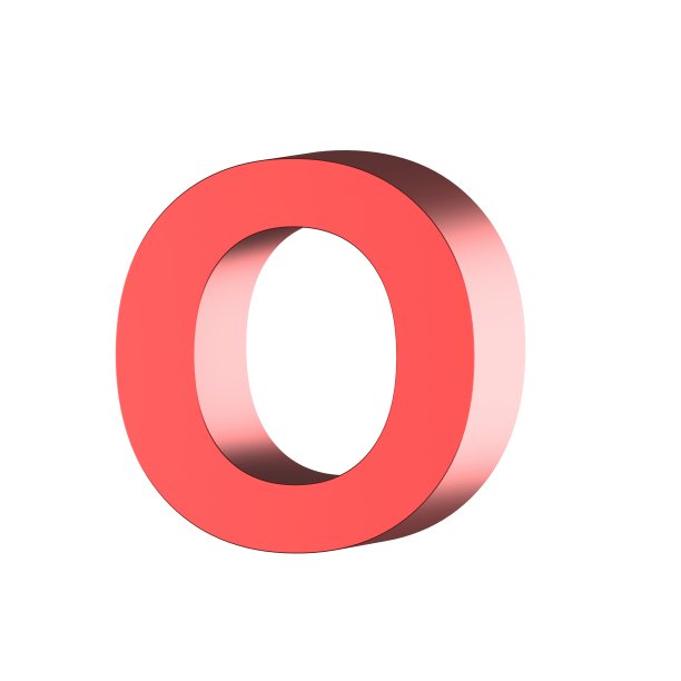 红色3D渲染白色背景字母O图片下载