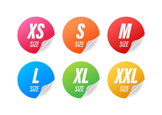 尺码的衣服标签设置在平的风格上的红色图片下载