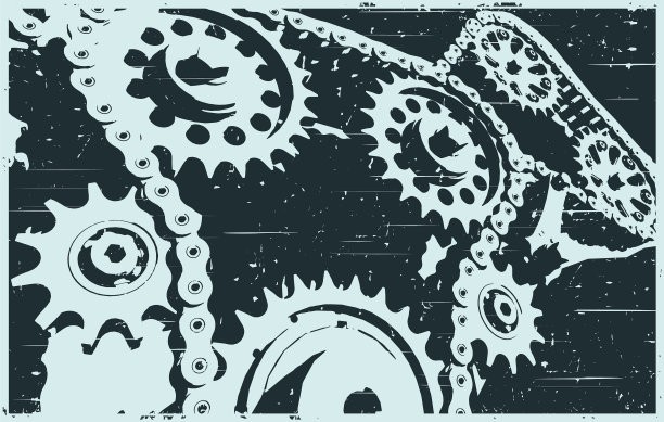 齿轮链传动机构特写复古风格图片下载