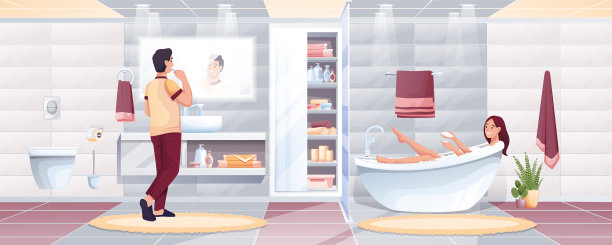 人们在家里的浴室里刷牙图片下载