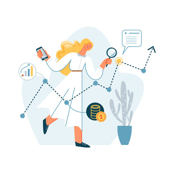 Seo研究商界人士与妇女与放大镜图片下载