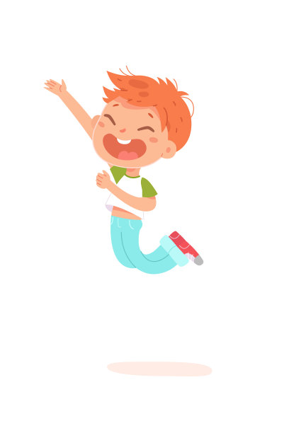 快乐的孩子跳可爱的男孩跳的乐趣和图片下载