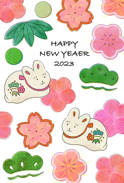 贺岁卡日式兔图片下载