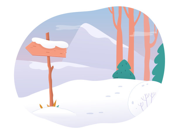 雪山徒步旅行者的木制箭头标志图片下载