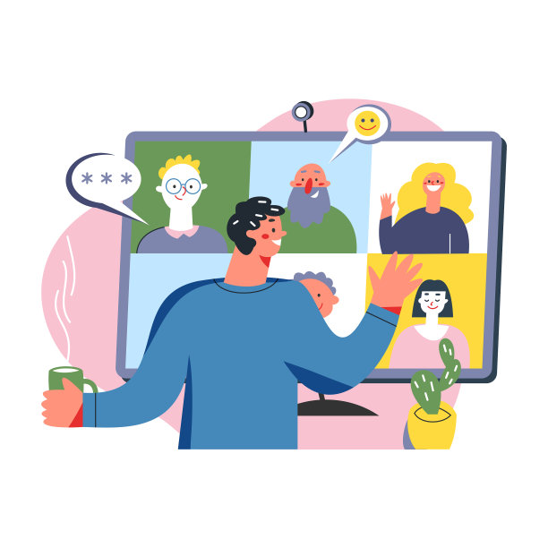 与一群商务人士进行视频会议图片下载