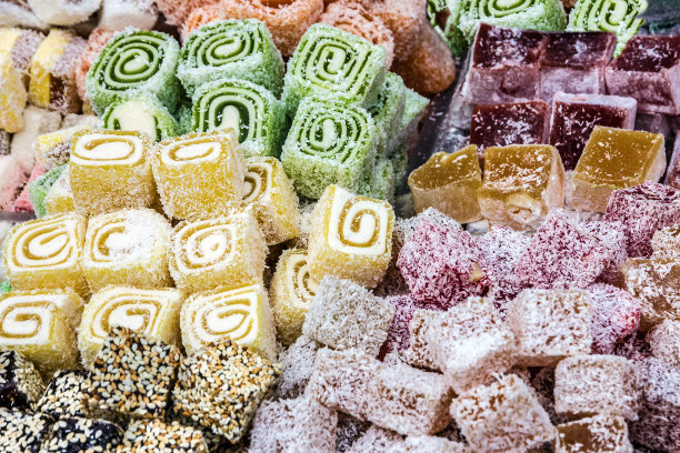 土耳其美食Rahat lokum。图片下载