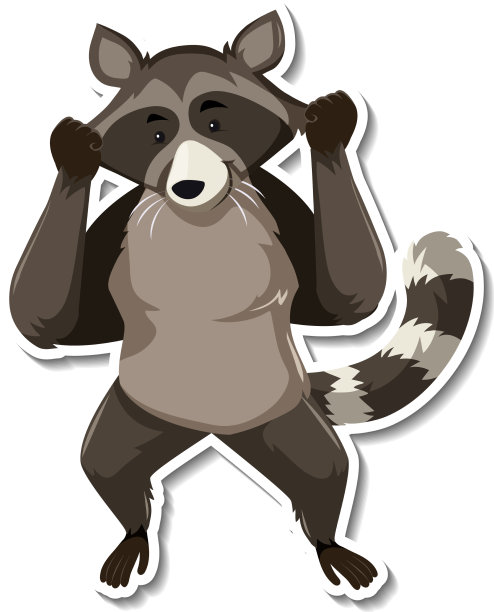 浣熊跳舞的动物卡通贴纸图片下载