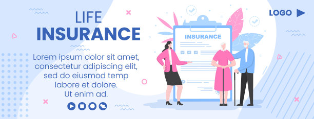 家庭人寿保险覆盖模板扁平化设计图片下载