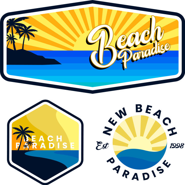 海滩标志集模板设计图片下载