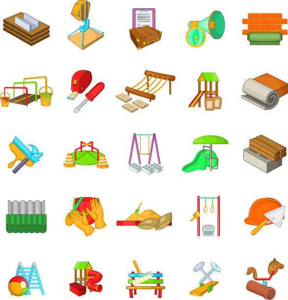 修复公园图标集卡通风格图片下载