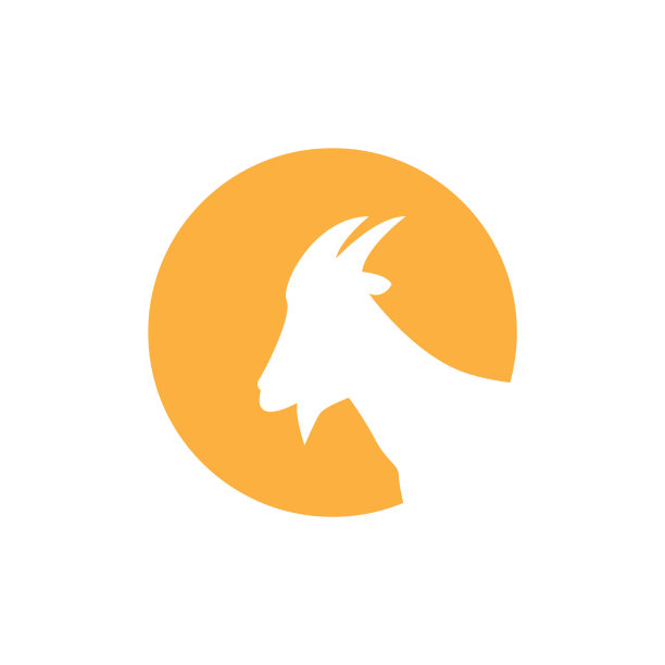 圆形日落与头山羊标志设计图形图片下载