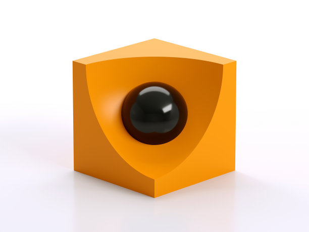 抽象现代静物装置，黄色立方体三维图片下载