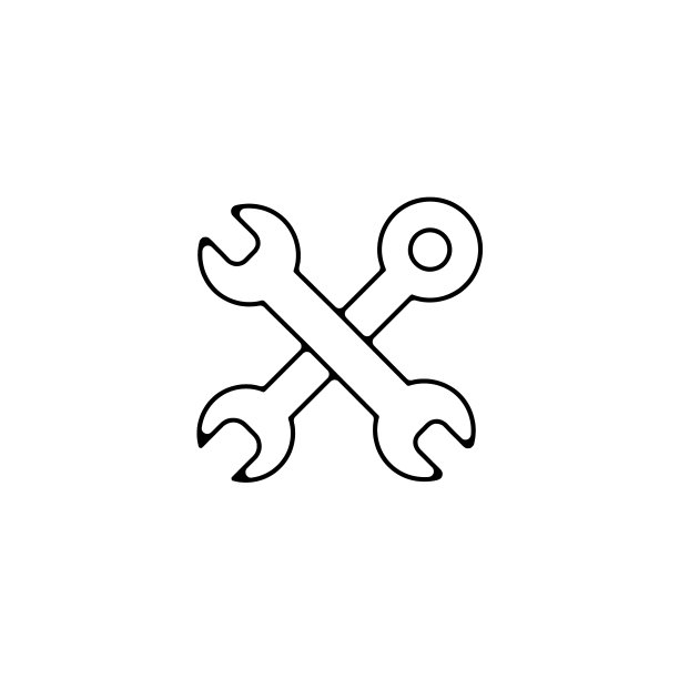 交叉扳手线性轮廓图标图片下载