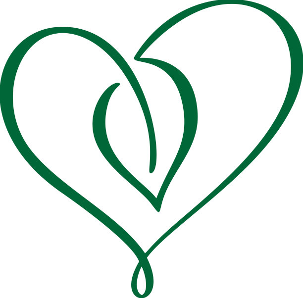 绿色图标心形和叶子形状都可以图片下载