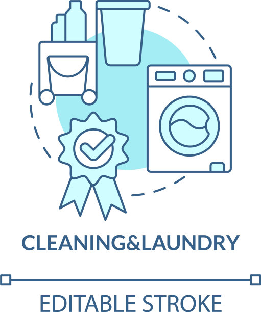 清洁和洗衣蓝绿色概念图标图片下载