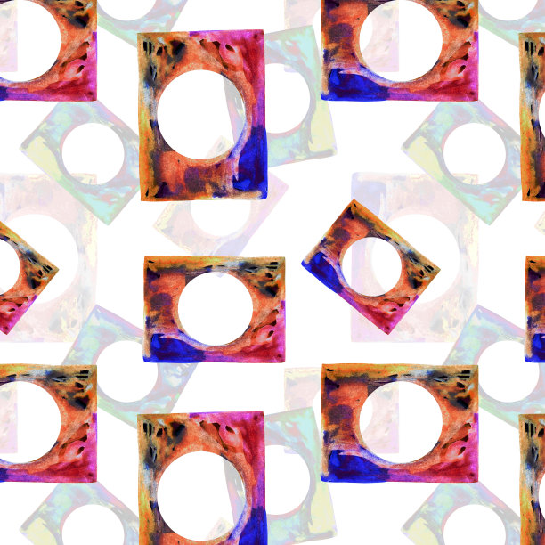 水彩图案矩形几何油漆着色与梯度效果的白色背景为您的无缝设计，手绘插图图片下载