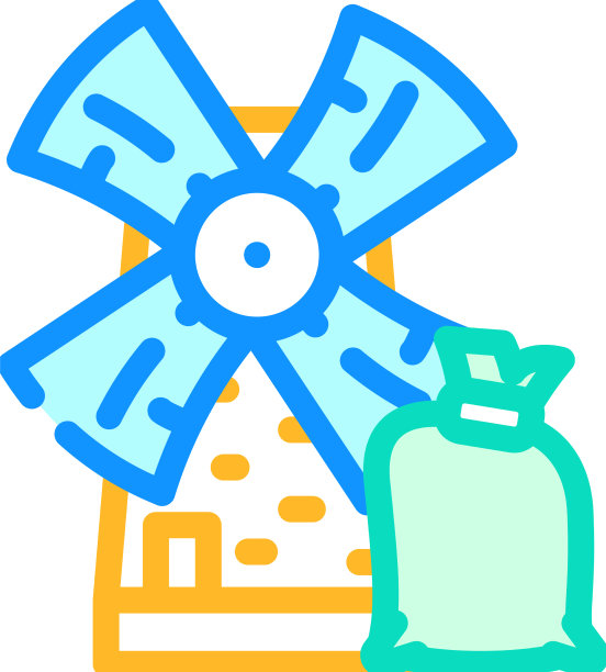 磨坊农场建设彩色图标图片下载