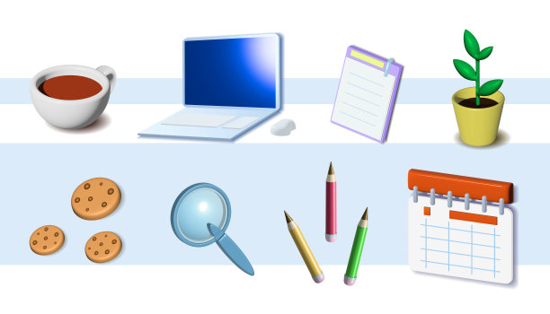 矢量3d办公工具图标图片下载