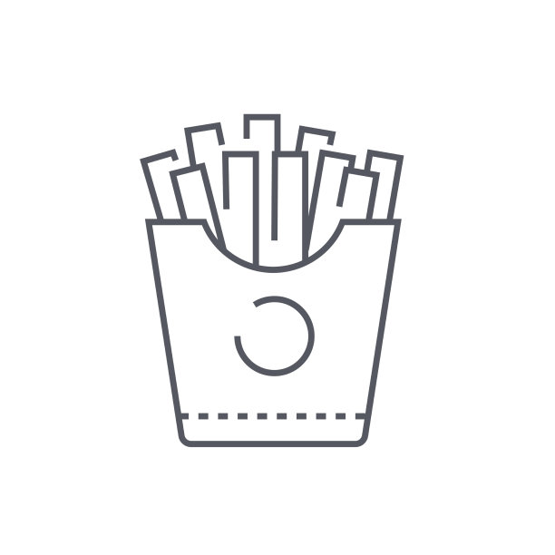 炸薯条-现代黑线设计风格图标图片下载