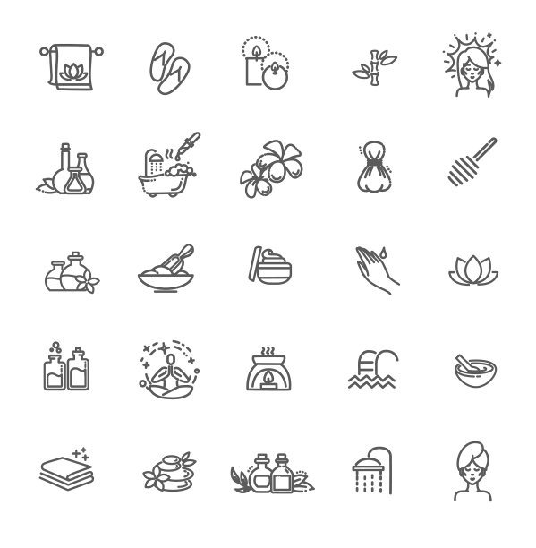 轮廓网络图标集-水疗和美容图片下载