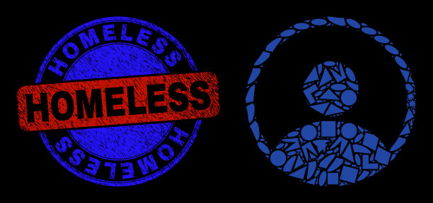 双色刮无家可归的徽章和几何图片下载