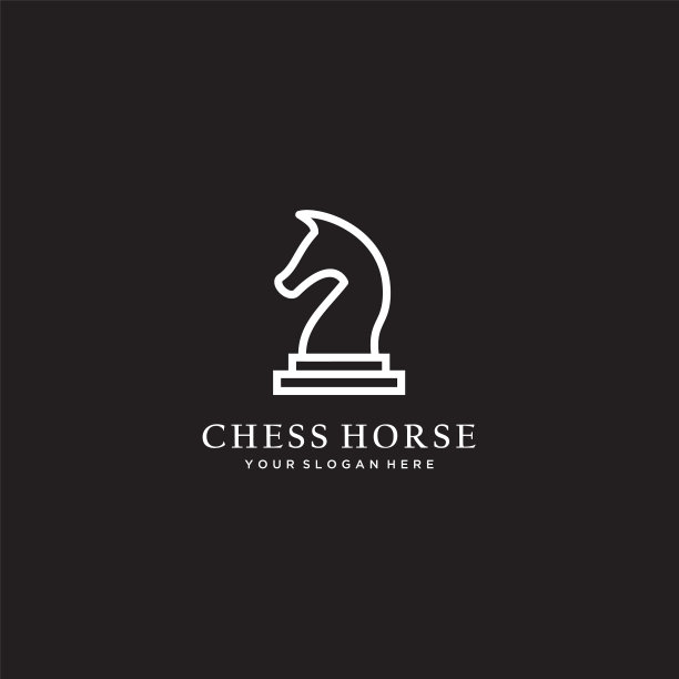 极简主义象棋骑士马种马标志图片下载