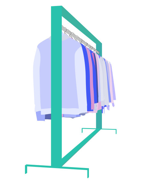 有很多时髦颜色衣服的衣架图片下载