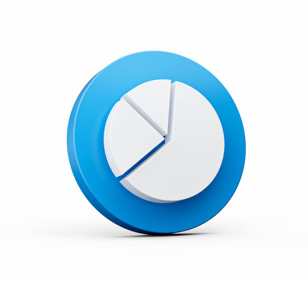 饼图3d图标上蓝色图标孤立的白色背景3d插图图片下载