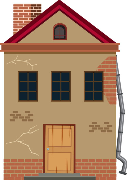 白色背景上的废弃房屋图片下载