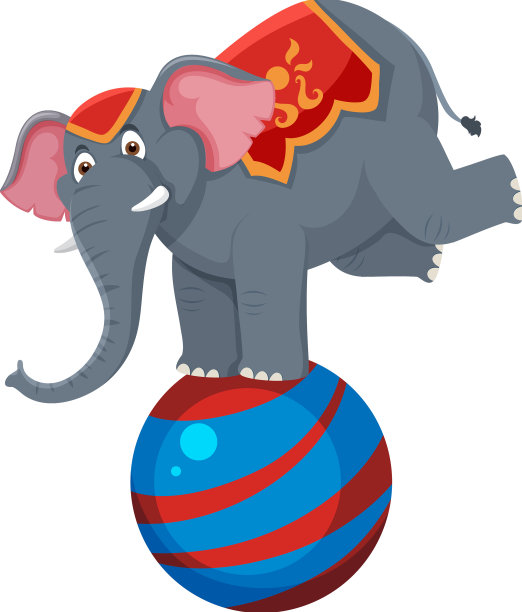 大象在球上的平衡表现图片下载