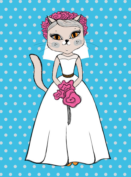 有趣的婚礼贺卡邀请与猫图片下载