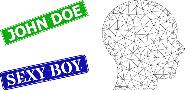 橡胶无名氏徽章和三角网格人体图片下载