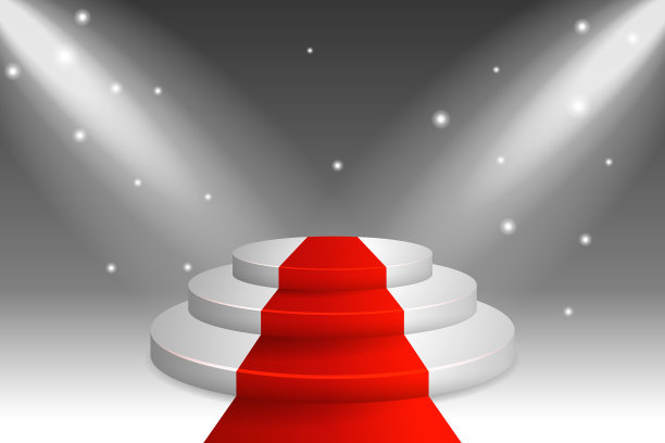 舞台领奖台现场有灯光和红地毯图片下载