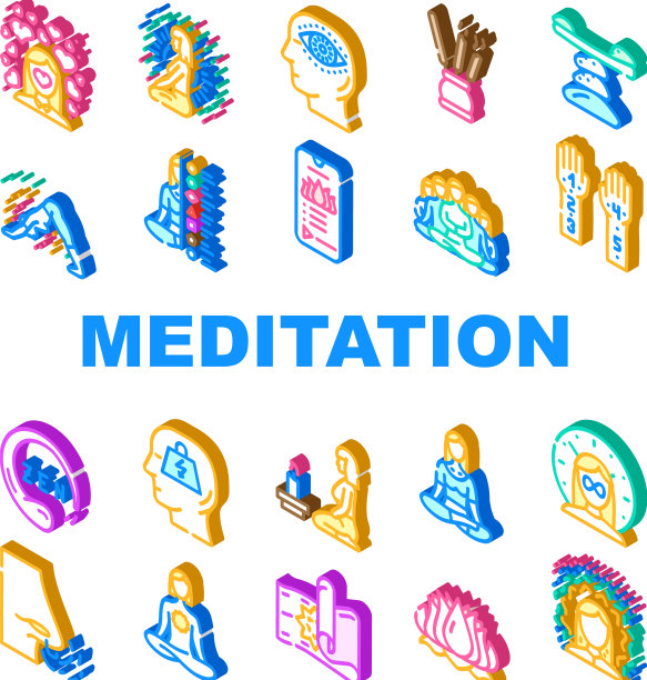 冥想健康职业图标设置图片下载