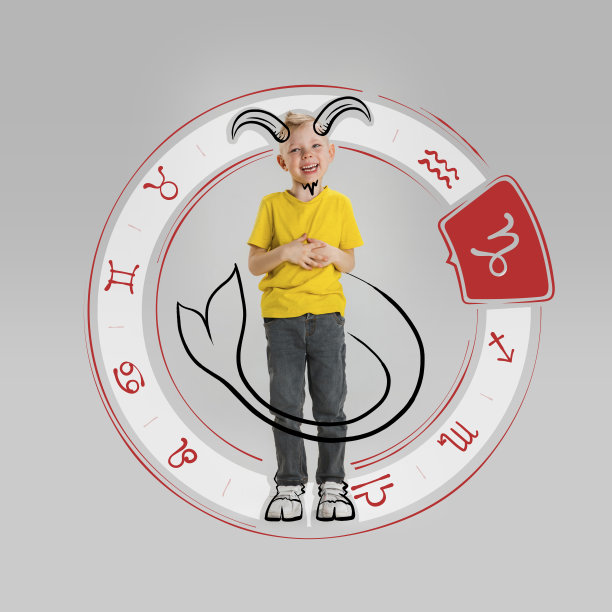 主题图片:可爱的小朋友用铅笔画在灰色背景上画生肖。生日的概念，人的性格，年份，星象图片下载