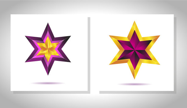 一套现实的金属金色星星孤立图片下载