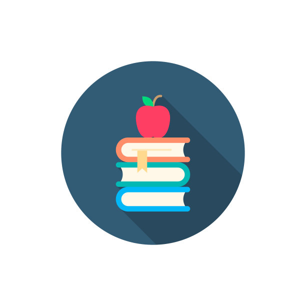 知识书和苹果图标设计扁平长图片下载