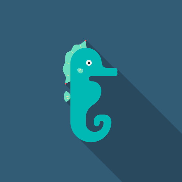 海马动物图标扁平设计长影图片下载