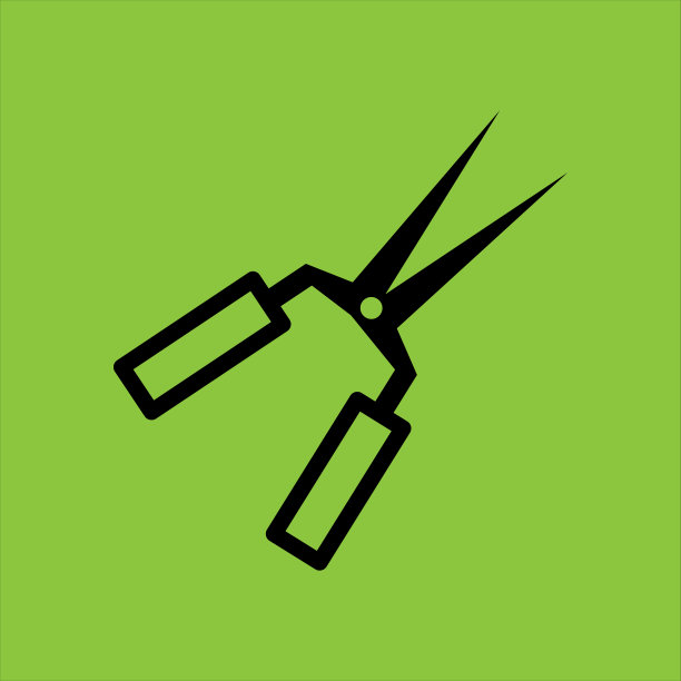 钢剪切图标孤立在绿色背景图片下载