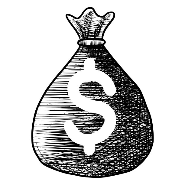 手抽钱袋与美元符号孤立上图片下载