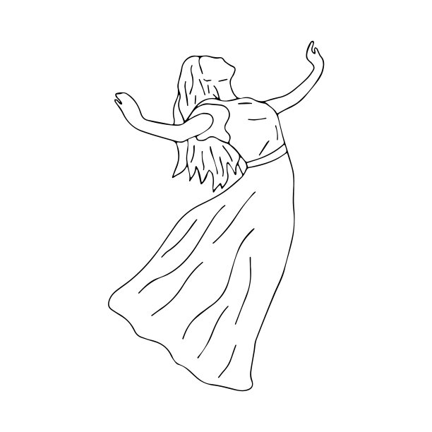 长发女孩是舞蹈的轮廓图片下载