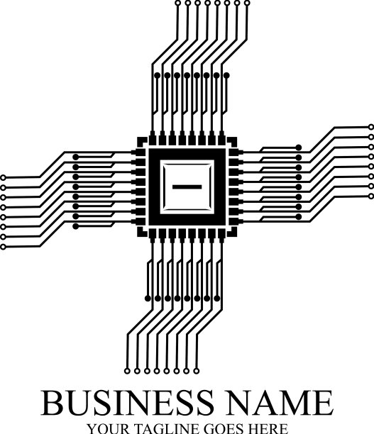 CPU处理器线图标的网站和移动图片下载