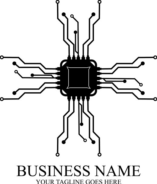 CPU处理器线图标的网站和移动图片下载